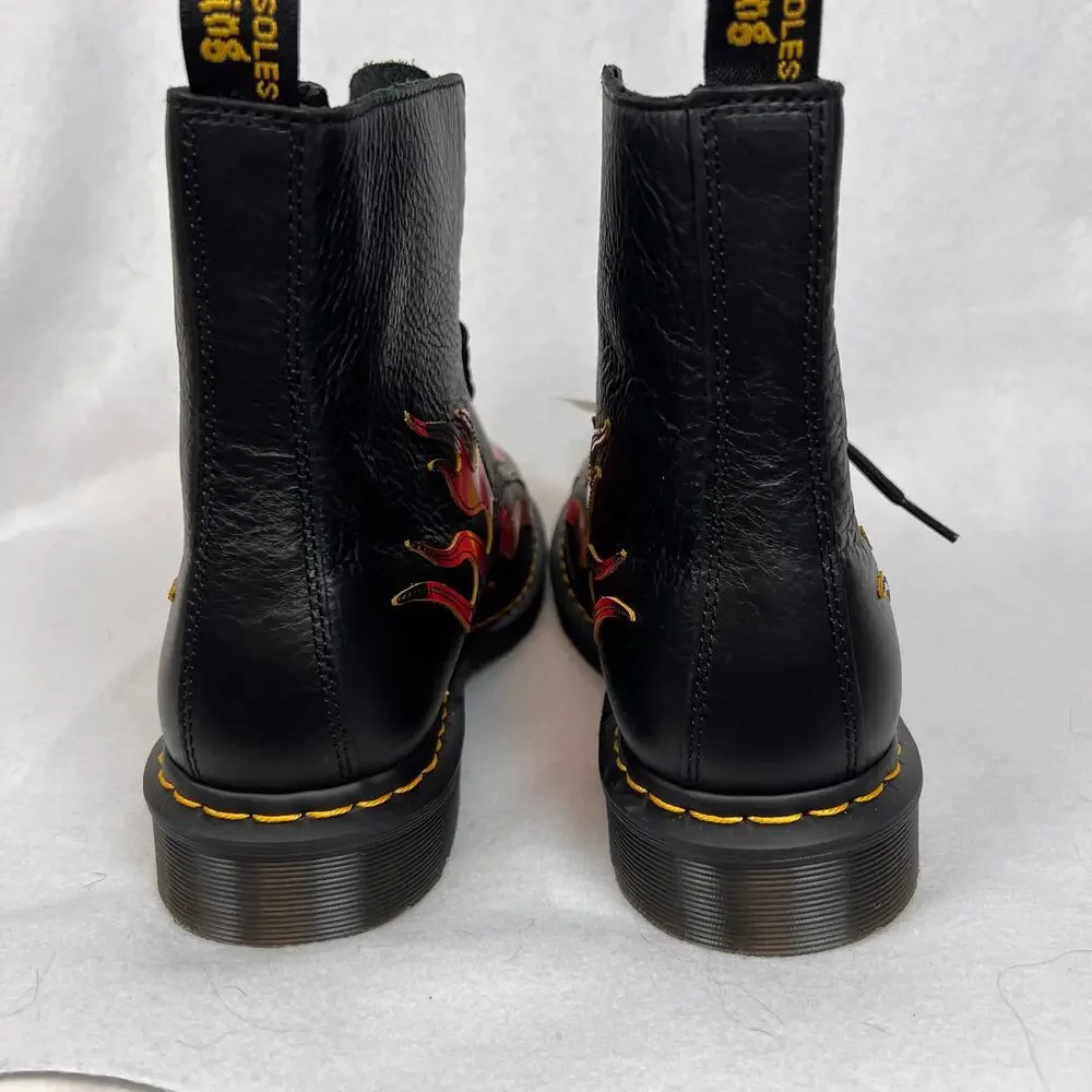Dr. Martens 1460 Doc Pascal Flame Arcadia Boots Black Red Men’s 10 Women’s 11